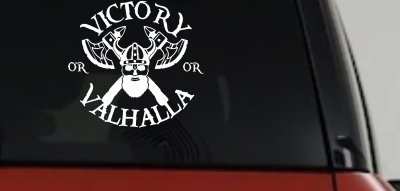 Viking Victory or Valhalla Axes and Bearded Skull Military Car or Truck Window Vinyl Decal Sticker