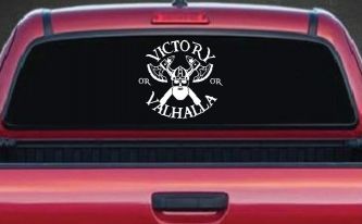 Viking Victory or Valhalla Axes and Bearded Skull Military Car or Truck Window Decal Sticker