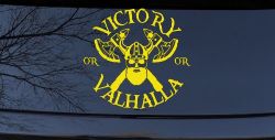 Viking Victory or Valhalla Axes and Bearded Skull Military Car or Truck Window Decal Sticker (Yellow)