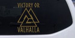 Viking Victory or Valhalla with Valknut Military Car or Truck Window Vinyl Decal Sticker (Gold)