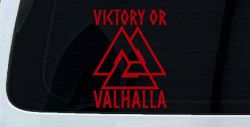 Viking Victory or Valhalla with Valknut Military Car or Truck Window Decal Sticker (Red)