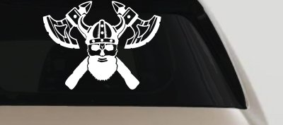 Bearded Viking Skull With Battle Axes  Skulls Car or Truck Window Vinyl Decal Sticker