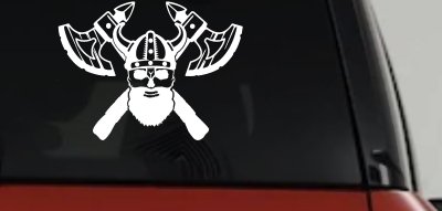Bearded Viking Skull With Battle Axes  Skulls Car or Truck Window Vinyl Decal Sticker
