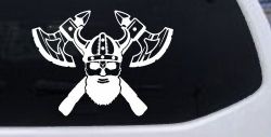 Bearded Viking Skull With Battle Axes  Skulls Car or Truck Window Decal Sticker