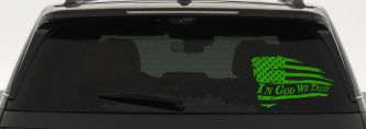 In God We Trust with American Flag Christian Car or Truck Window Decal Sticker (Lime)