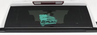 In God We Trust with American Flag Christian Car or Truck Window Decal Sticker (Mint)