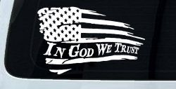 In God We Trust with American Flag Christian Car or Truck Window Decal Sticker