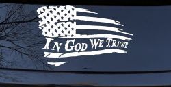 In God We Trust with American Flag Christian Car or Truck Window Decal Sticker