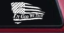 In God We Trust with American Flag Christian Car or Truck Window Decal Sticker