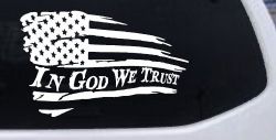 In God We Trust with American Flag Christian Car or Truck Window Decal Sticker