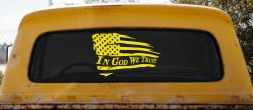In God We Trust with American Flag Christian Car or Truck Window Vinyl Decal Sticker (Yellow)