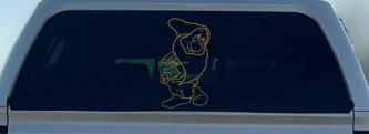 Bashful Dwarf Snow White Cartoons Car or Truck Window Decal Sticker (Gold)