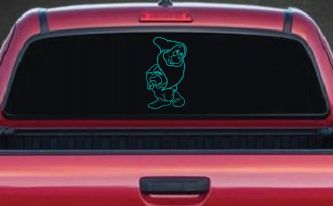 Bashful Dwarf Snow White Cartoons Car or Truck Window Decal Sticker (Turquoise)