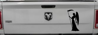 Female Woman Girl Grimm Reaper Car or Truck Window Decal Sticker (Black)