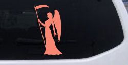 Female Woman Girl Grimm Reaper Car or Truck Window Vinyl Decal Sticker (Coral)