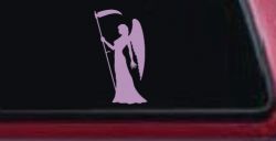 Female Woman Girl Grimm Reaper Car or Truck Window Decal Sticker (Lilac)