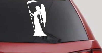 Female Woman Girl Grimm Reaper Car or Truck Window Vinyl Decal Sticker