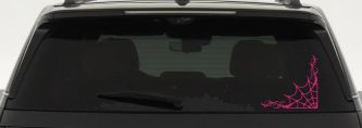 Corner Spider Web With Swirls Car or Truck Window Decal Sticker (Hot Pink)