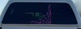 Corner Spider Web With Swirls Car or Truck Window Decal Sticker (Violet)