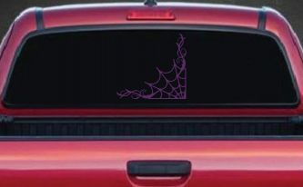 Corner Spider Web With Swirls Car or Truck Window Vinyl Decal Sticker (Violet)