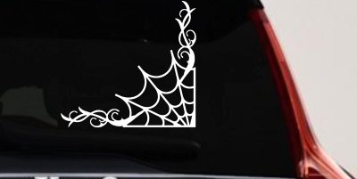 Corner Spider Web With Swirls Car or Truck Window Vinyl Decal Sticker