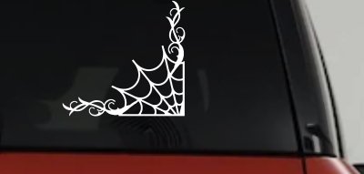 Corner Spider Web With Swirls Car or Truck Window Vinyl Decal Sticker