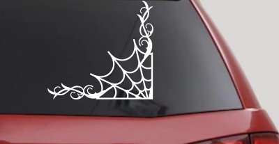 Corner Spider Web With Swirls Car or Truck Window Vinyl Decal Sticker
