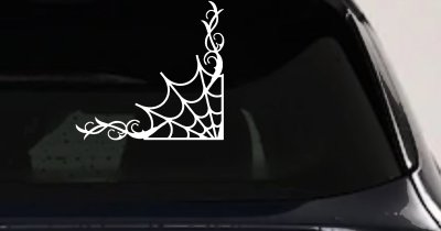 Corner Spider Web With Swirls Car or Truck Window Vinyl Decal Sticker
