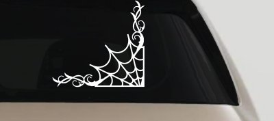 Corner Spider Web With Swirls Car or Truck Window Vinyl Decal Sticker
