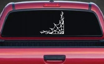 Corner Spider Web With Swirls Car or Truck Window Decal Sticker