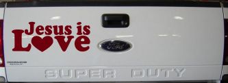 Jesus is Love Christian Car or Truck Window Vinyl Decal Sticker (Burgundy)