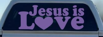 Jesus is Love Christian Car or Truck Window Decal Sticker (Purple)