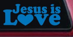 Jesus is Love Christian Car or Truck Window Vinyl Decal Sticker (Sky Blue)