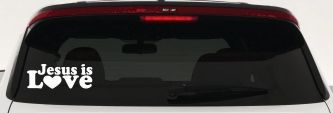 Jesus is Love Christian Car or Truck Window Vinyl Decal Sticker (White)