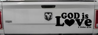 God is Love 1 John 4:16 Christian Car or Truck Window Decal Sticker (Black)