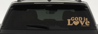 God is Love 1 John 4:16 Christian Car or Truck Window Decal Sticker (Light Brown)