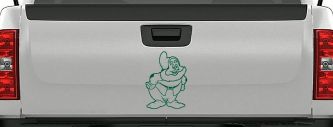 Happy Dwarf Snow White Cartoons Car or Truck Window Decal Sticker (Dark Green)