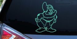 Happy Dwarf Snow White Cartoons Car or Truck Window Decal Sticker (Mint)