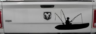 Man Kayak Fishing Car or Truck Window Decal Sticker (Black)