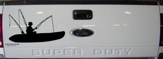 Man Kayak Fishing Car or Truck Window Decal Sticker (Black)