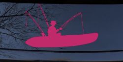 Man Kayak Fishing Car or Truck Window Decal Sticker (Hot Pink)