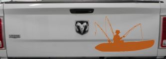 Man Kayak Fishing Car or Truck Window Decal Sticker (Nut Brown)