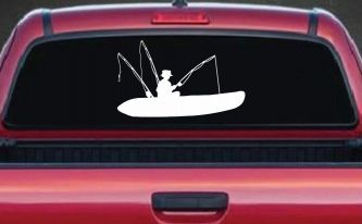 Man Kayak Fishing Car or Truck Window Decal Sticker