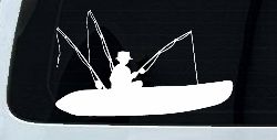 Man Kayak Fishing Car or Truck Window Decal Sticker