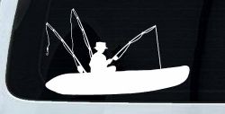 Man Kayak Fishing Car or Truck Window Decal Sticker