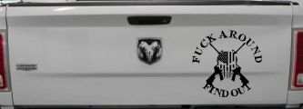 FAFO F*ck Around and Find Out with Flag Skull AR 15 Country Car or Truck Window Decal Sticker (Black)