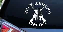 FAFO F*ck Around and Find Out with Flag Skull AR 15 Country Car or Truck Window Decal Sticker