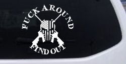 FAFO F*ck Around and Find Out with Flag Skull AR 15 Country Car or Truck Window Decal Sticker