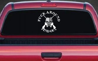 FAFO F*ck Around and Find Out with Flag Skull AR 15 Country Car or Truck Window Decal Sticker