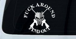 FAFO F*ck Around and Find Out with Flag Skull AR 15 Country Car or Truck Window Decal Sticker